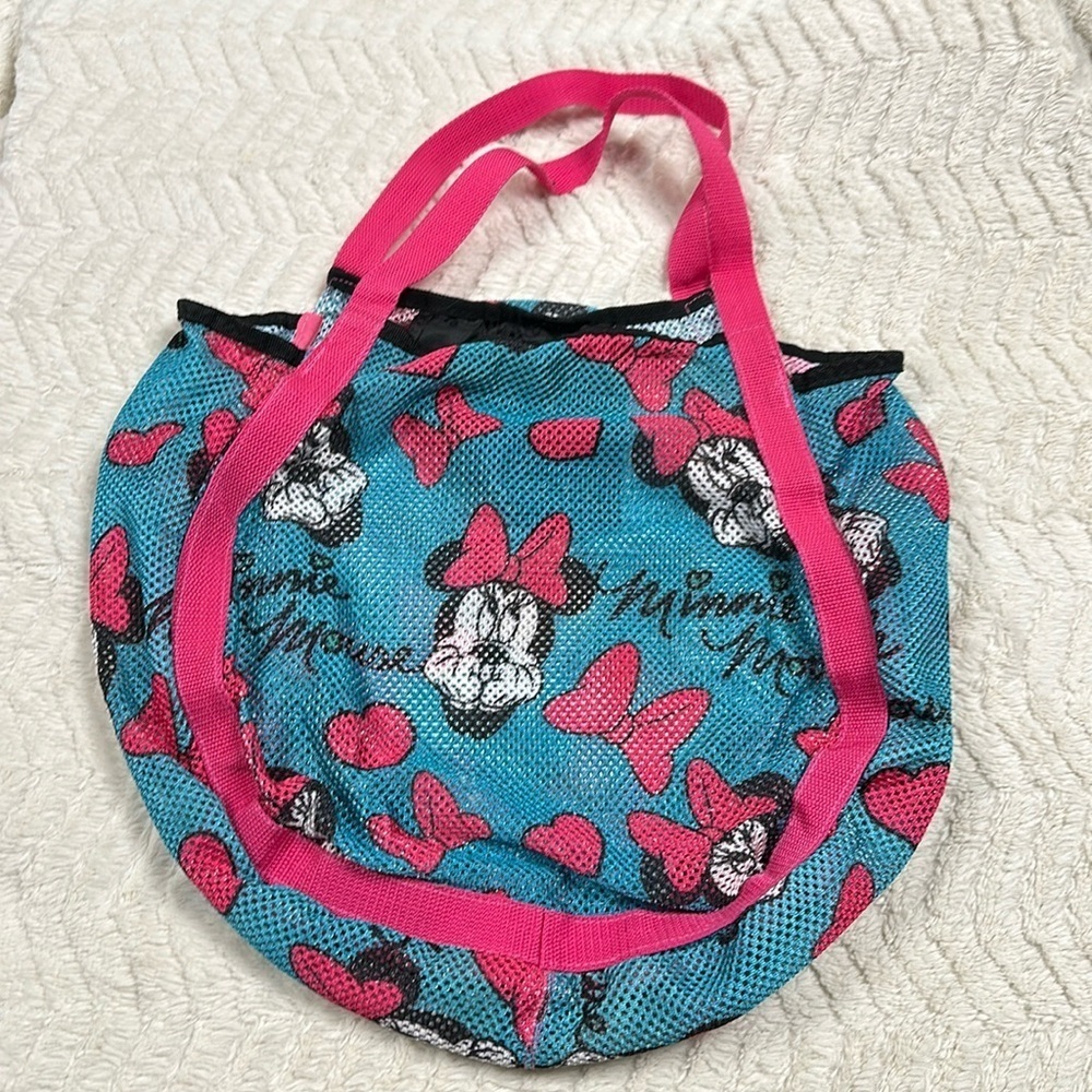 DISNEY MINNIE MOUSE Mesh Beach Pool Tote Blue & Pink Bag - Picture 1 of 6